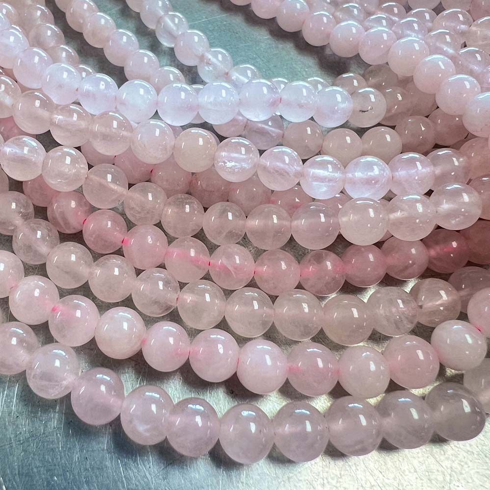 6MM Ball Rose Quartz Strand