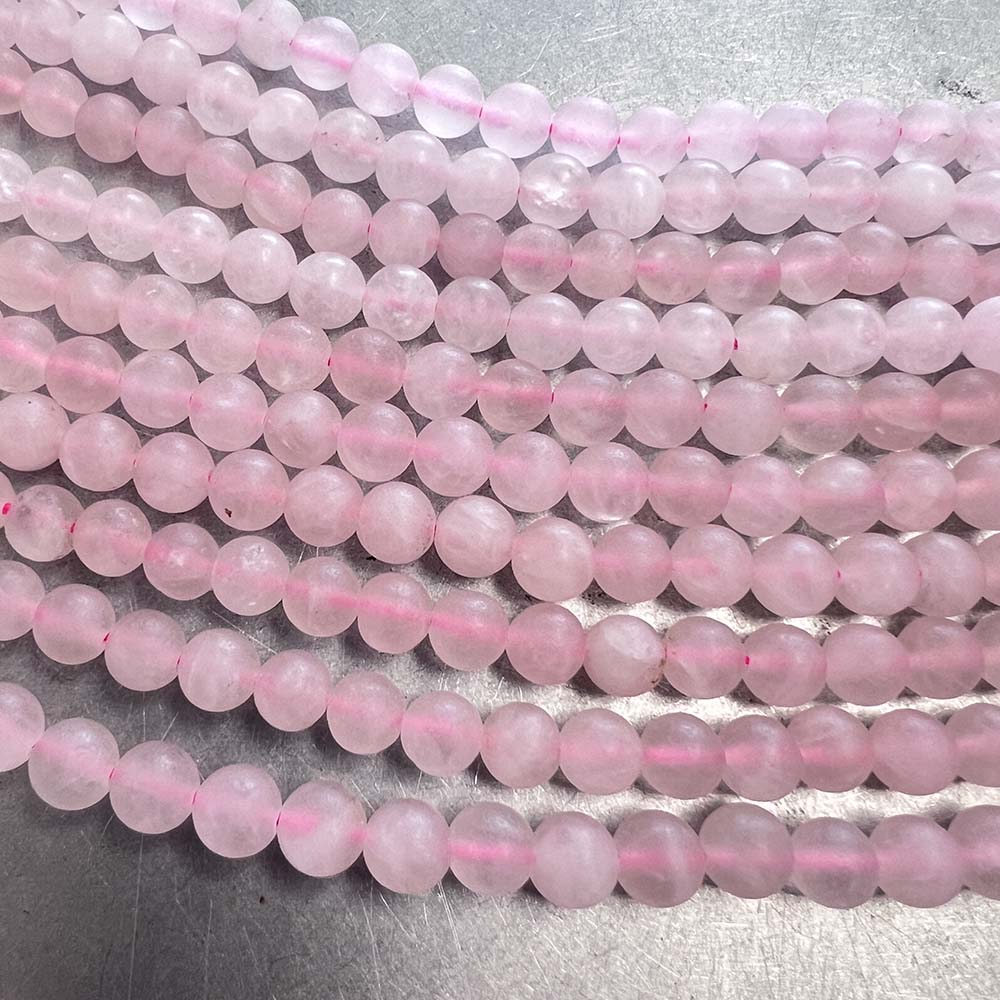 6MM Ball Matte Rose Quartz Strand