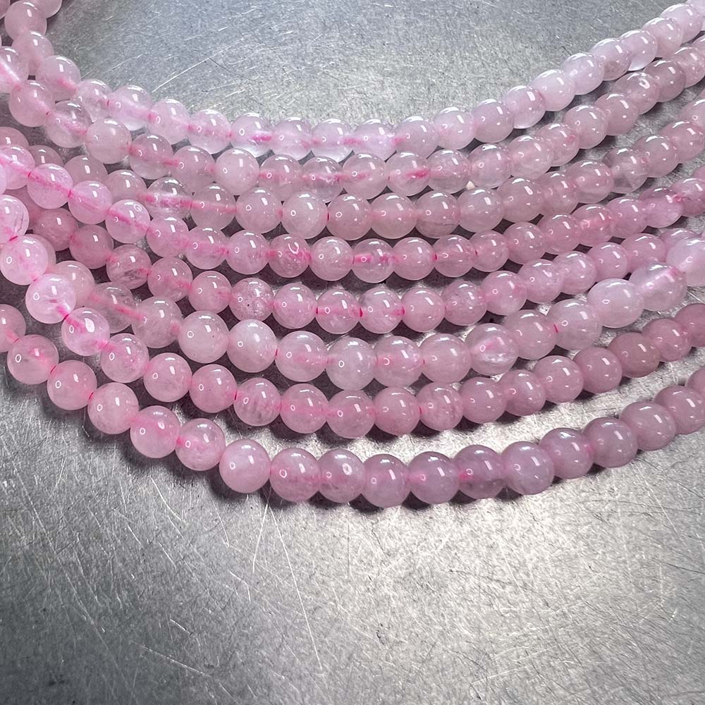 4MM Ball Rose Quartz Strand