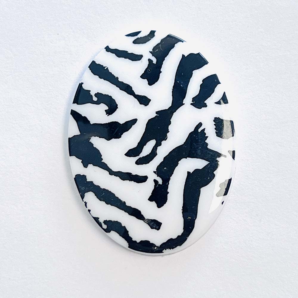 White and Black Zebra Print 40x30MM Cabochon