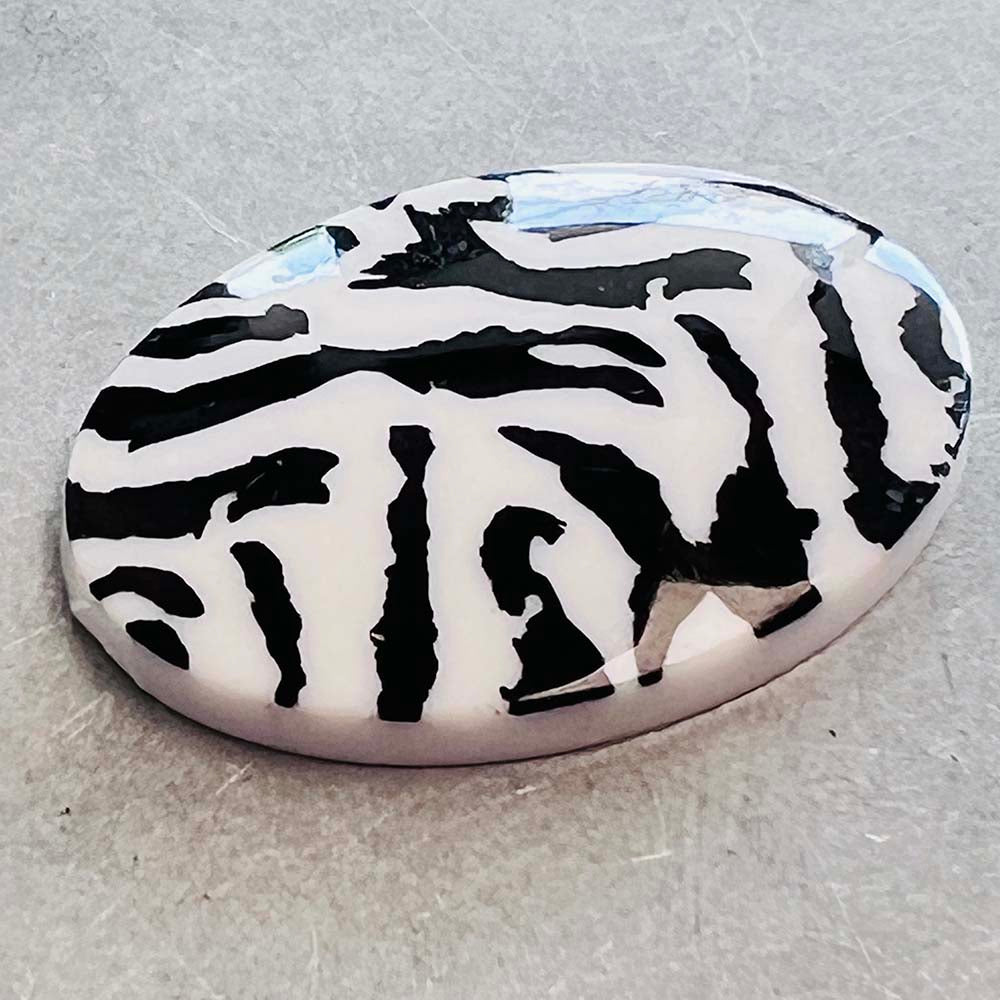 White and Black Zebra Print 40x30MM Cabochon