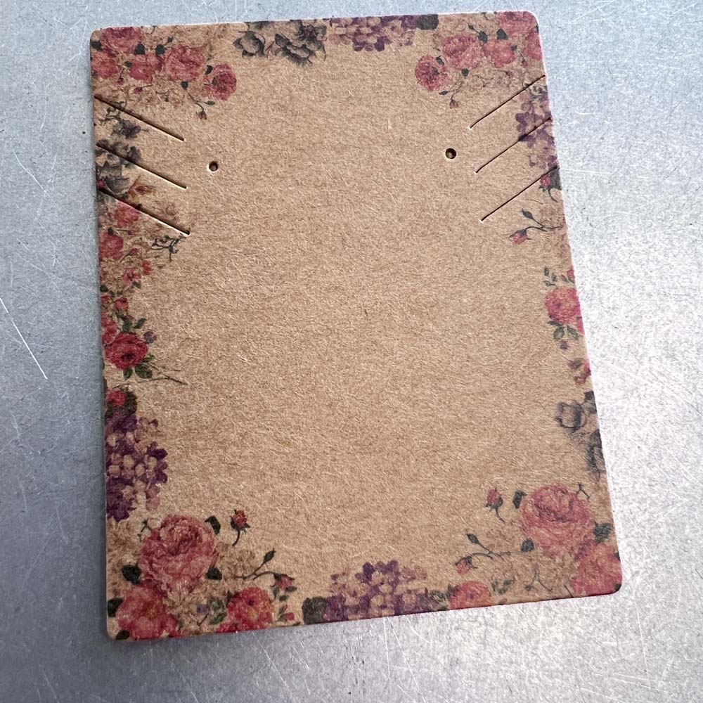 Kraft Floral Cardboard Earring or Necklace Display Card 2.5Lx2W inches