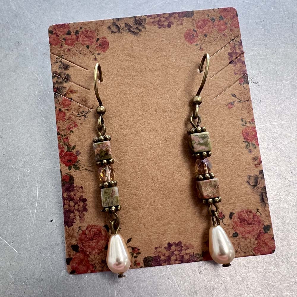 Kraft Floral Cardboard Earring or Necklace Display Card 2.5Lx2W inches