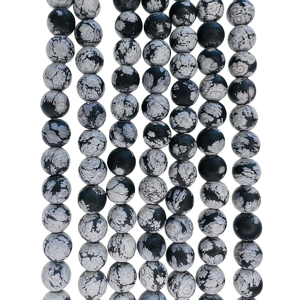 8MM Ball Matte Snowflake Obsidian