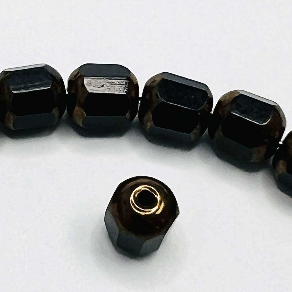 Jet 6MM Fac Cathedral Bead With Gold Ends