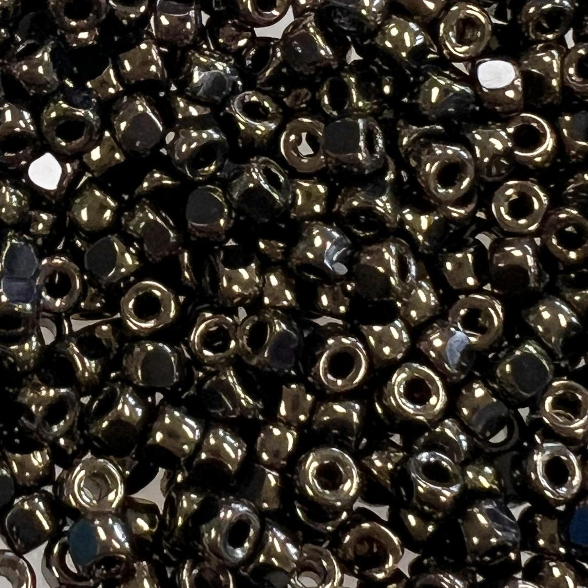 Jet With Bronze 6/0 Cut Matubo Seed Bead