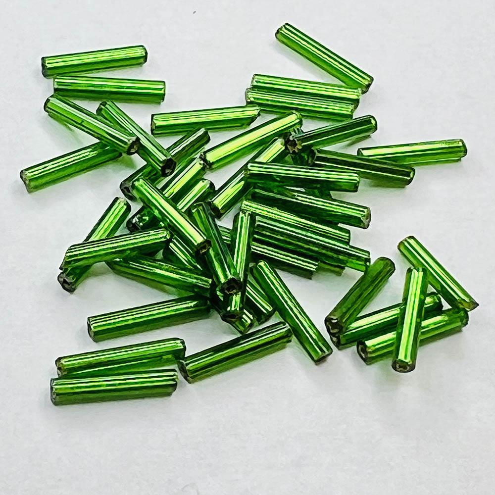 Kelly Green Silver Lined Size 5 (12MM) Bugle Bead