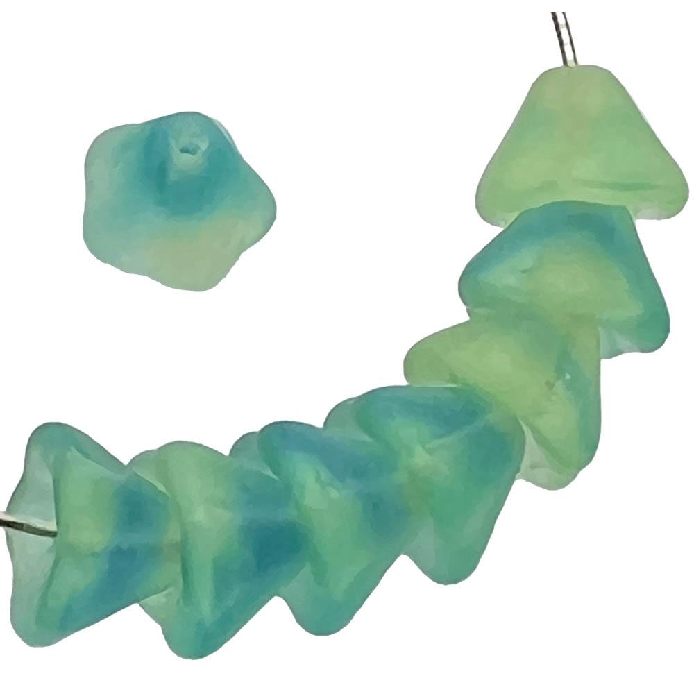 Kelly Green and Aqua Two-Tone 8x6MM Bell Flower
