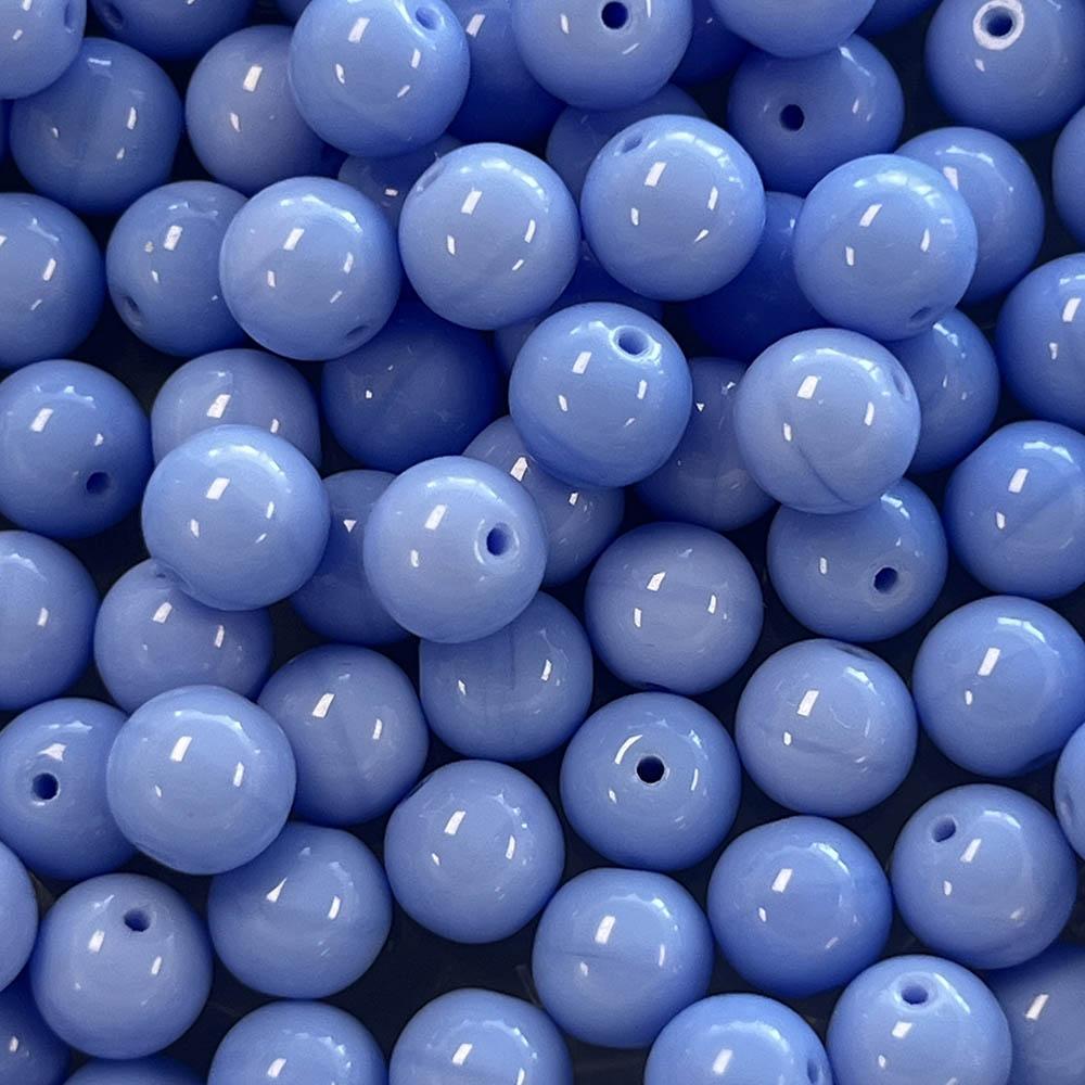 Light Blue 8MM Opaque Round Druk Ball