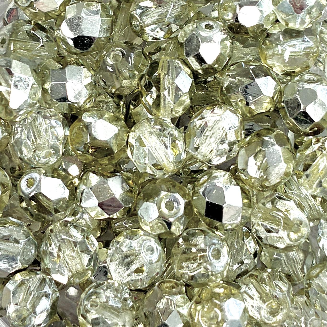 Light Peridot with Silver 8MM Fire Polish Ball