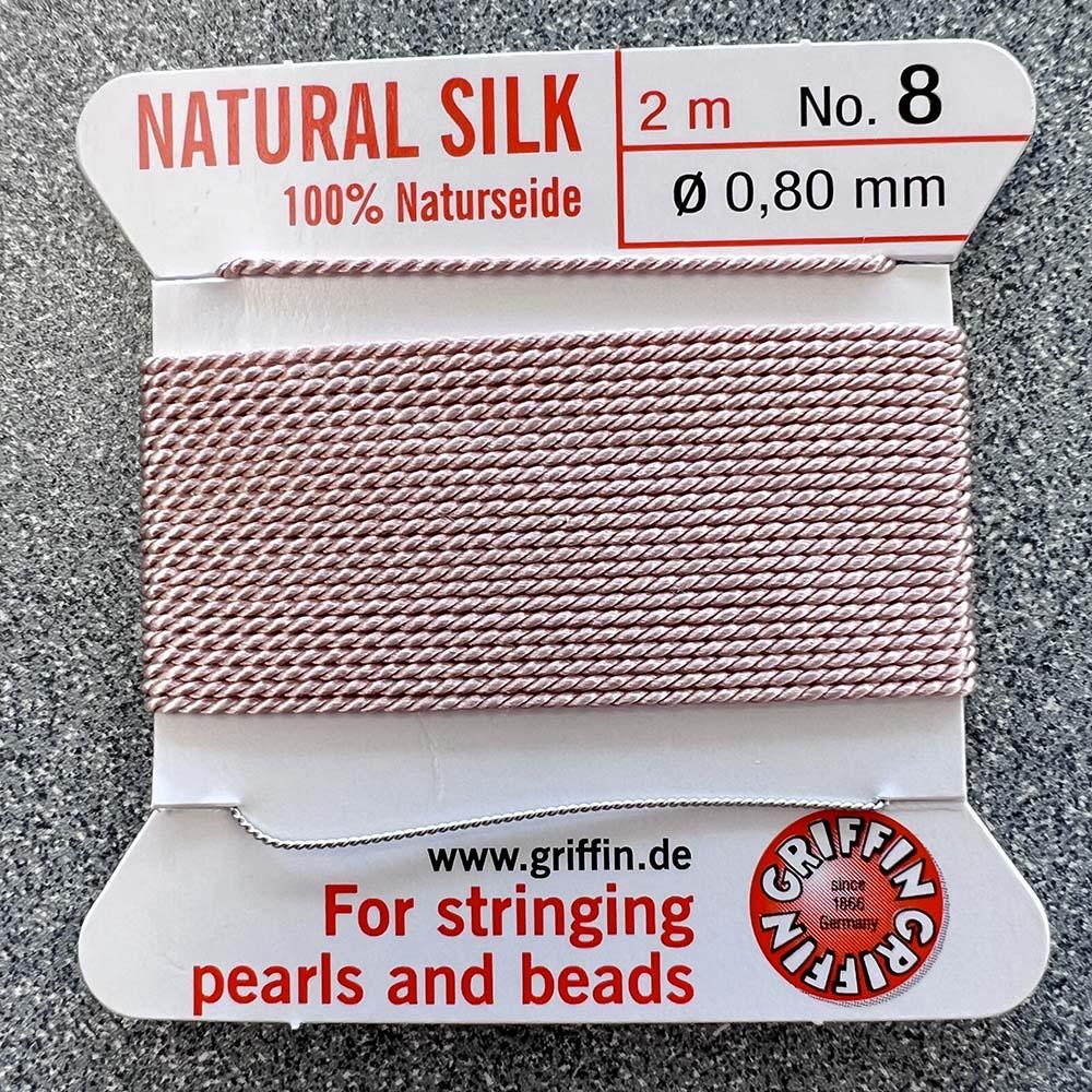 Light Pink Size 8 (.8MM) Griffin Silk Bead Cord With Flex Needle