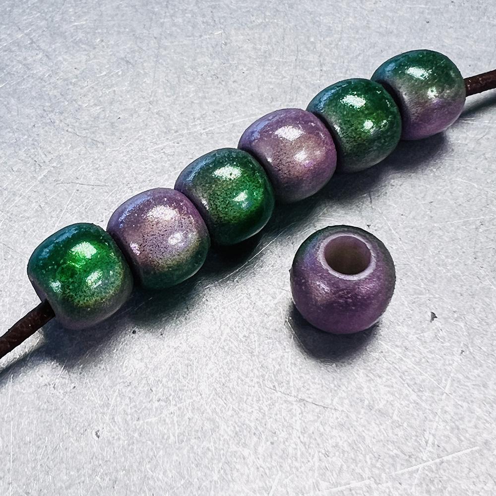 Light Rose with Green 2 Tone 7x8MM Miracle Crow Bead