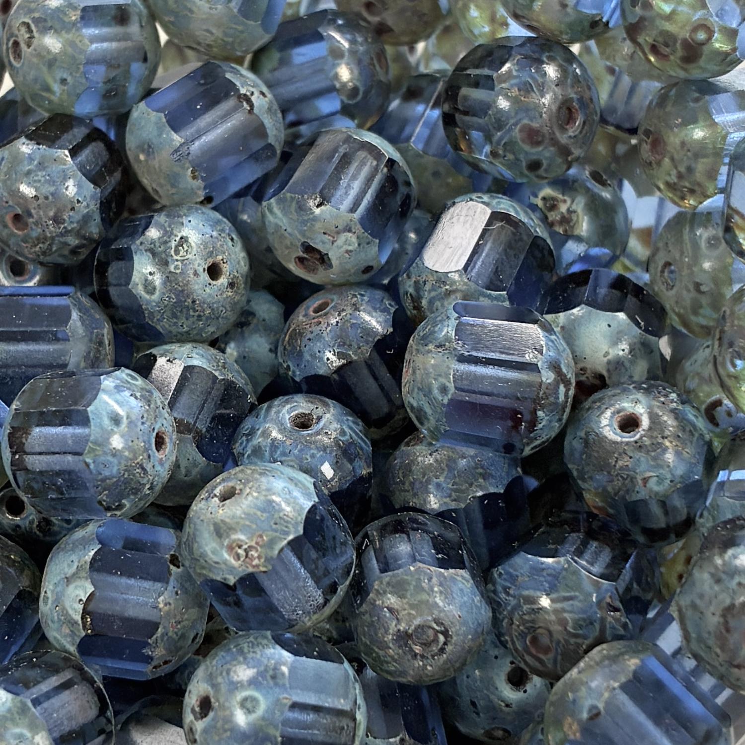 Light Sapphire With Granite (Picasso) 10MM Window Bead
