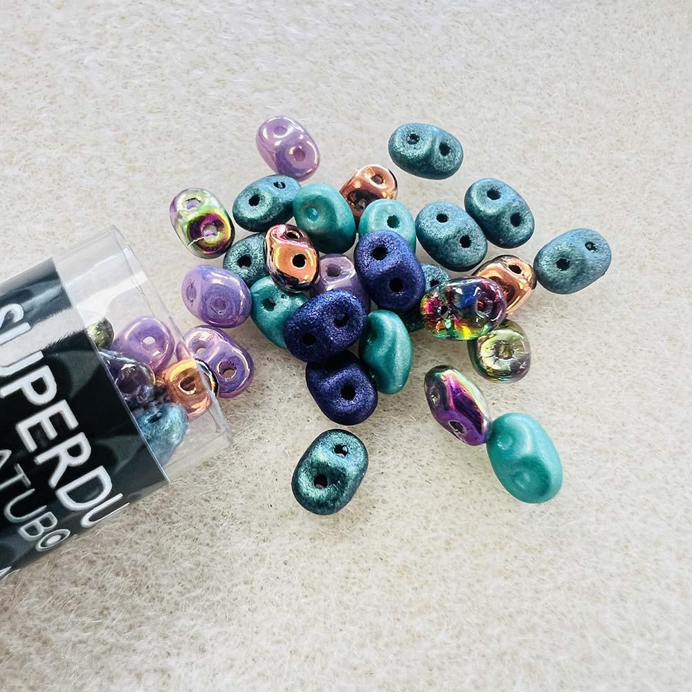 Mardi Gras Plush 2.5x5MM Superduo Bead