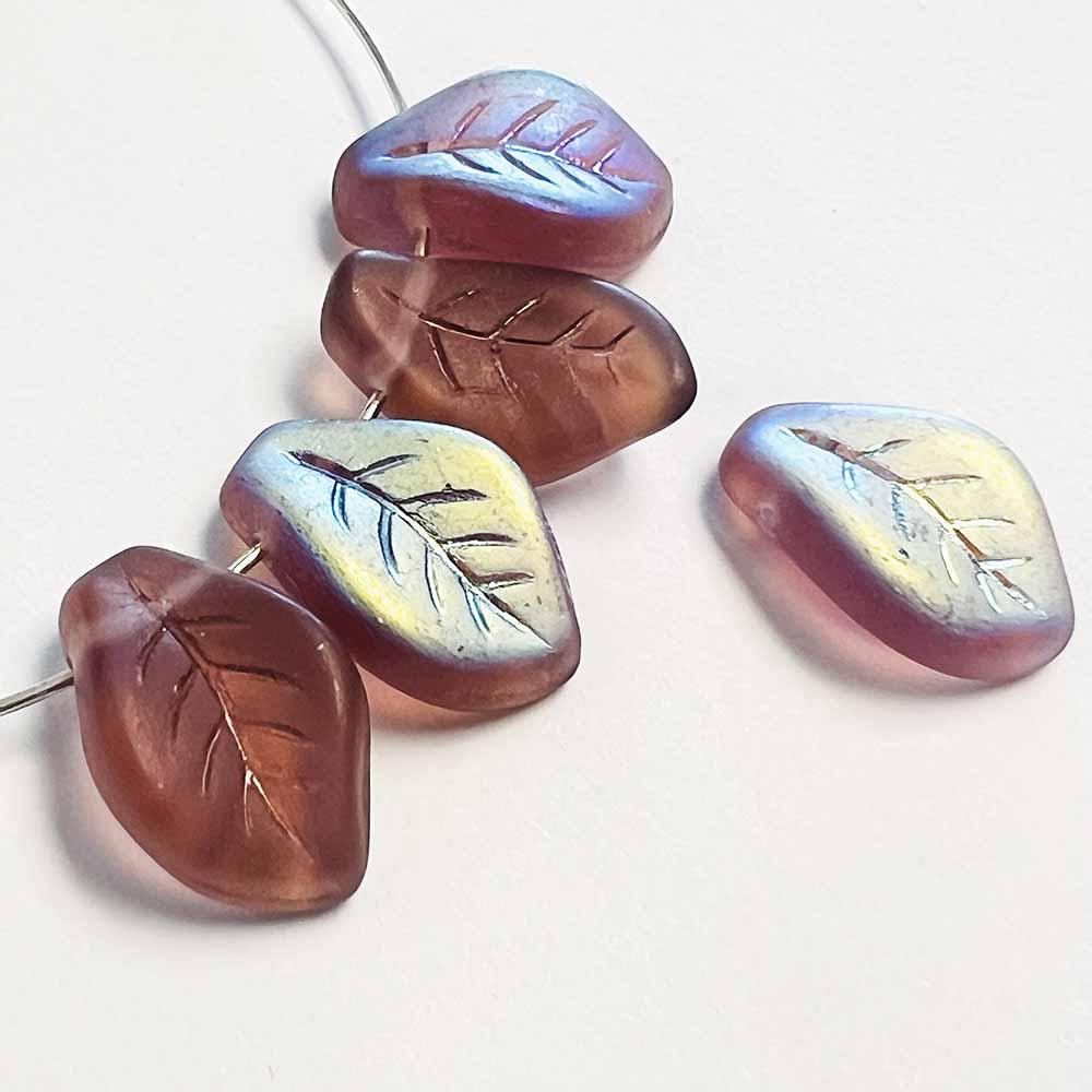 Matte Amethyst AB Curved Leaf 15x10MM