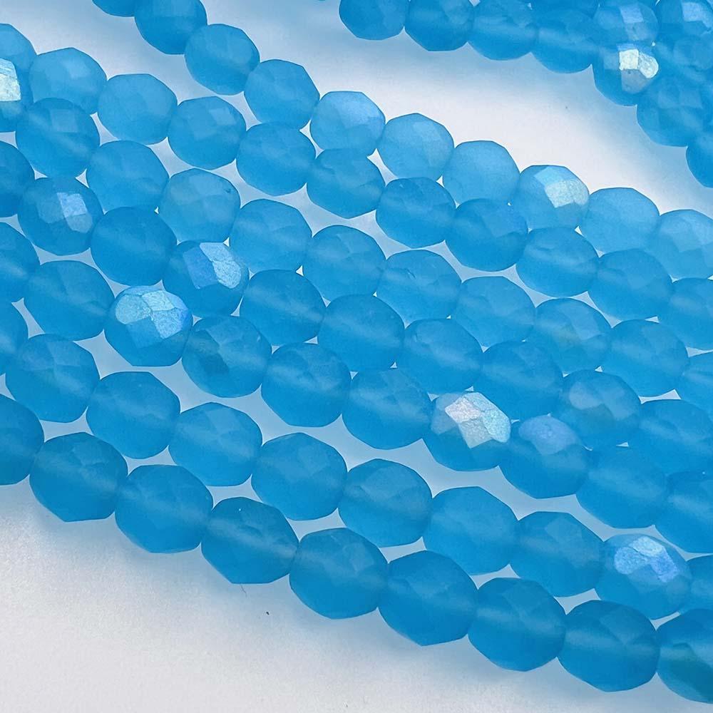 Matte Aqua Ab 8MM Fire Polish Ball