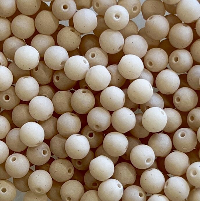 Matte Beige 4MM Round Druk Ball