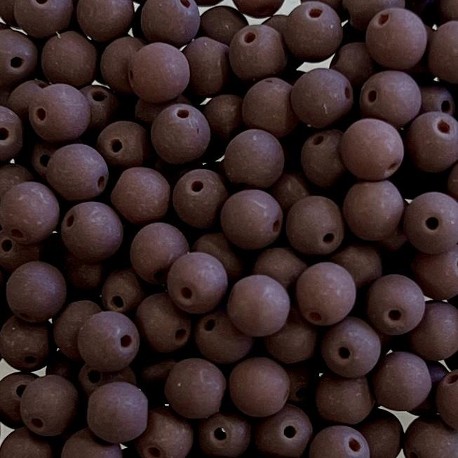 Matte Brown 4MM Round Druk Ball