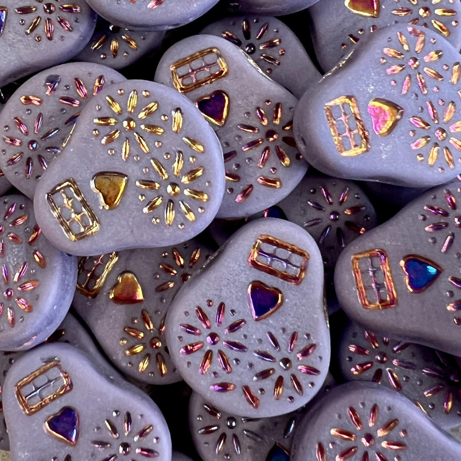 Matte Lavender Marea 19x16MM Sugar Skull Bead