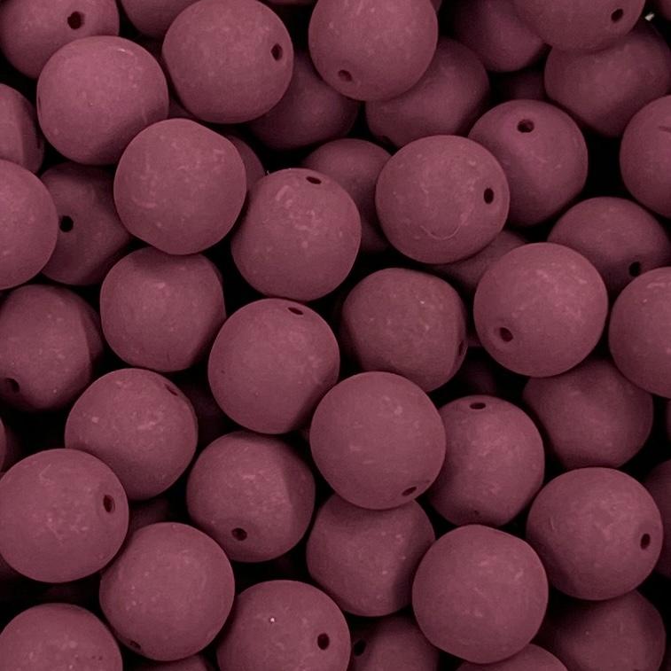 Matte Wineberry 8MM Round Druk Ball