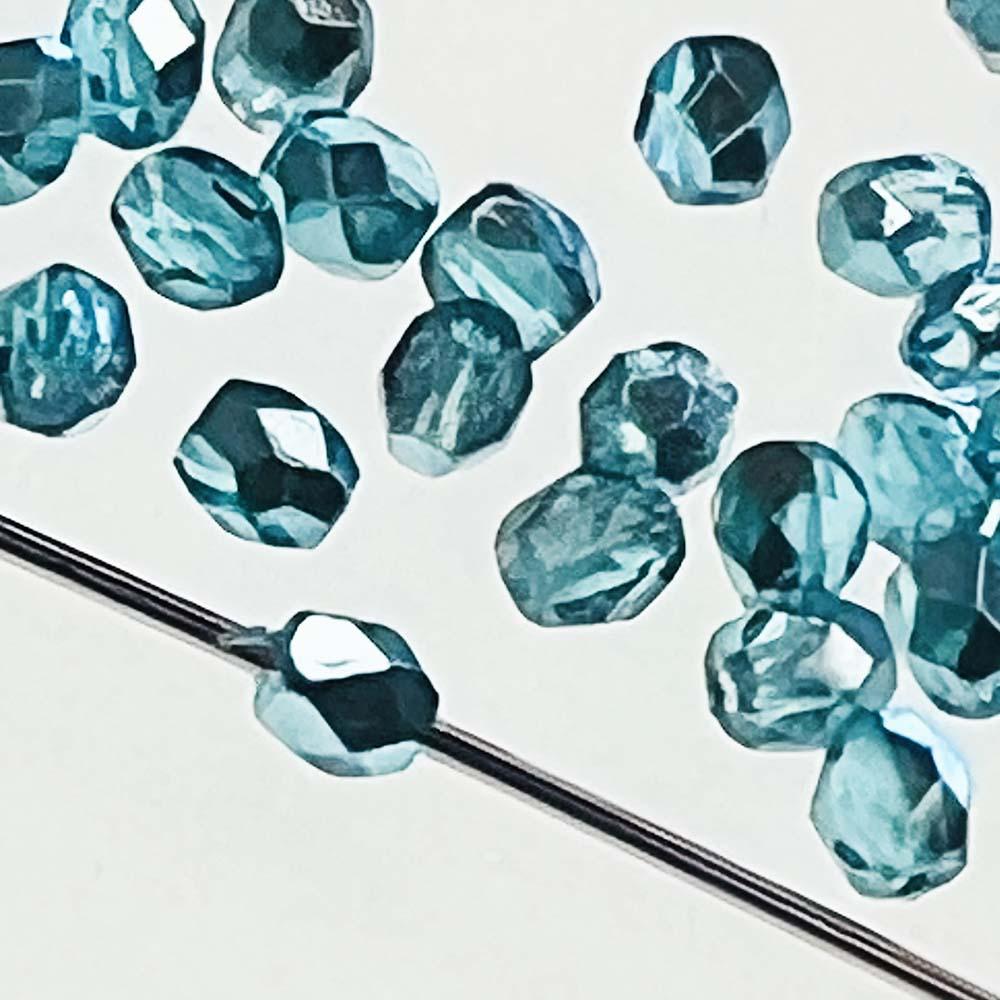 Metallic Aqua With Crystal 3MM Fire Polish Ball