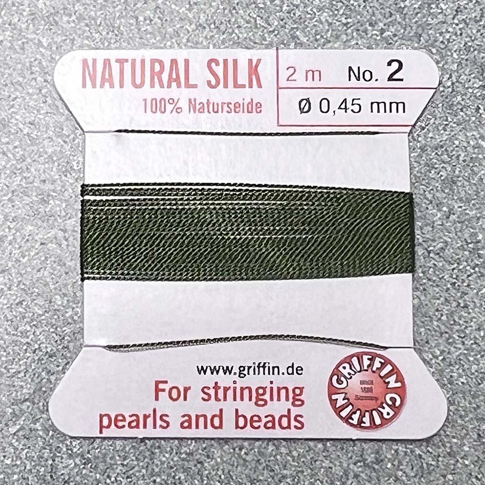 Olive Size 2 (.45mm) Griffin Silk Cord With Flex Needle