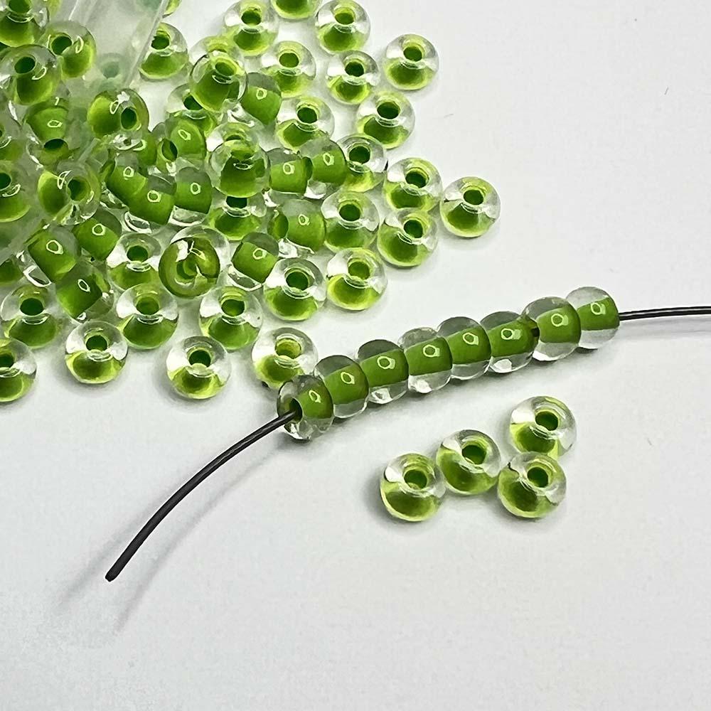 Lime Lined Crystal 8/0 Seed Bead