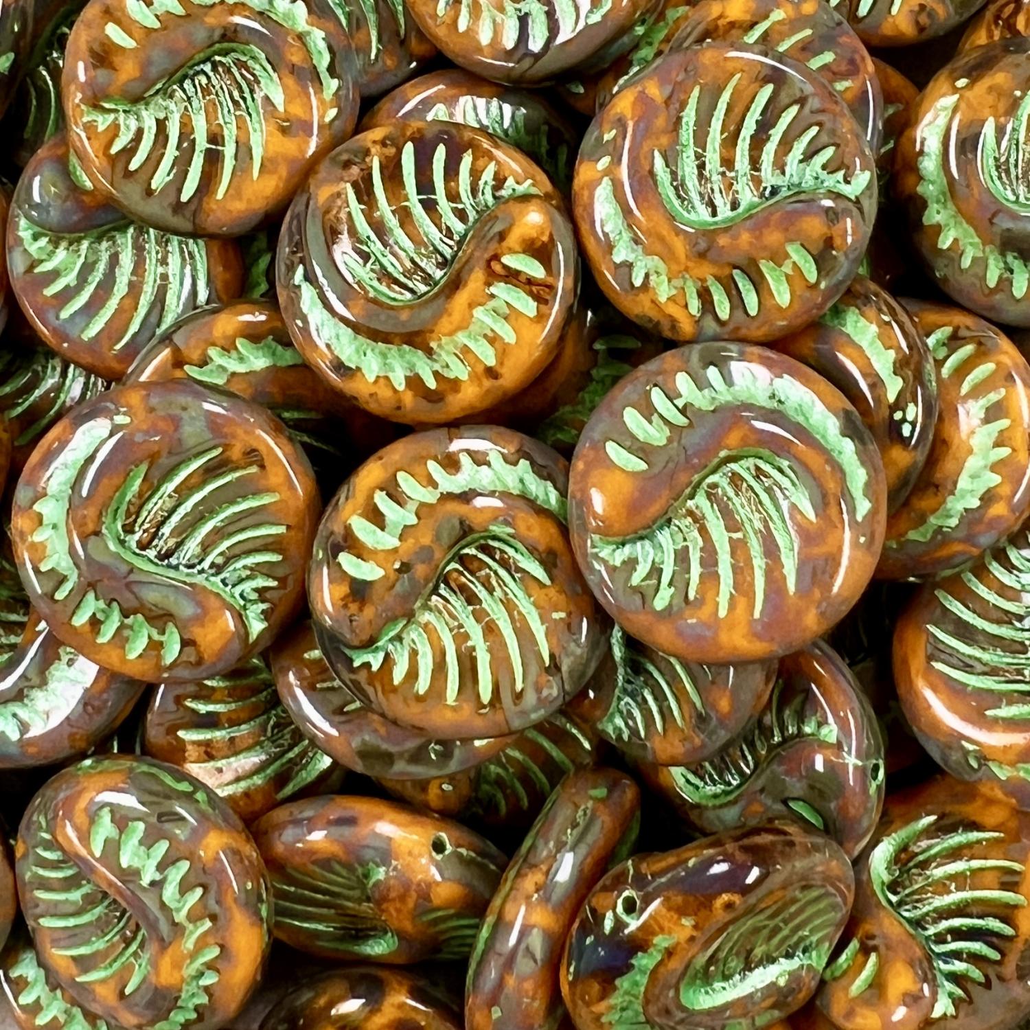 Orange Picasso 19MM Fossil Coin With Metallic Lime Detail