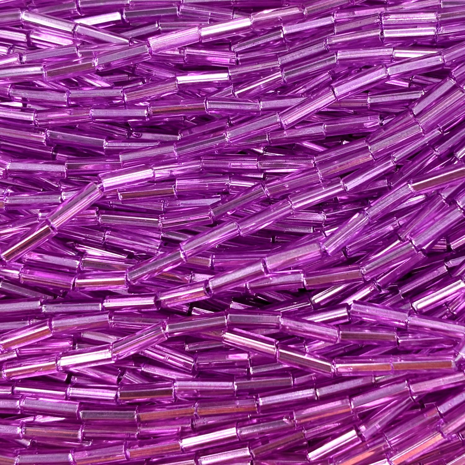 Orchid Dyed Silver Lined Bugle Size 3 (6MM)