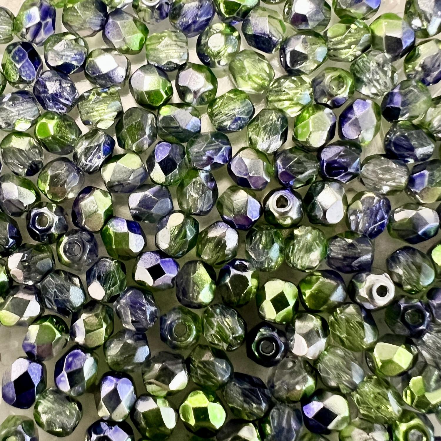 Peridot and Purple with Silver 4MM Fire Polish Ball