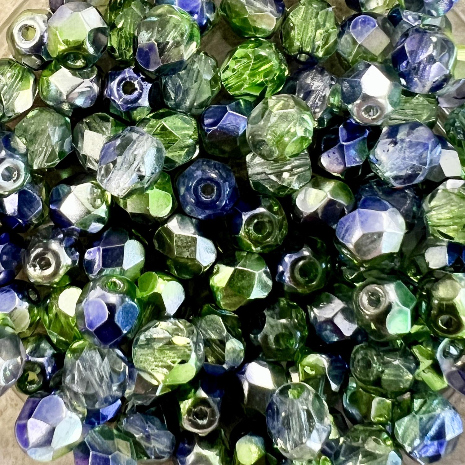 Peridot and Purple with Silver 6MM Fire Polish Ball