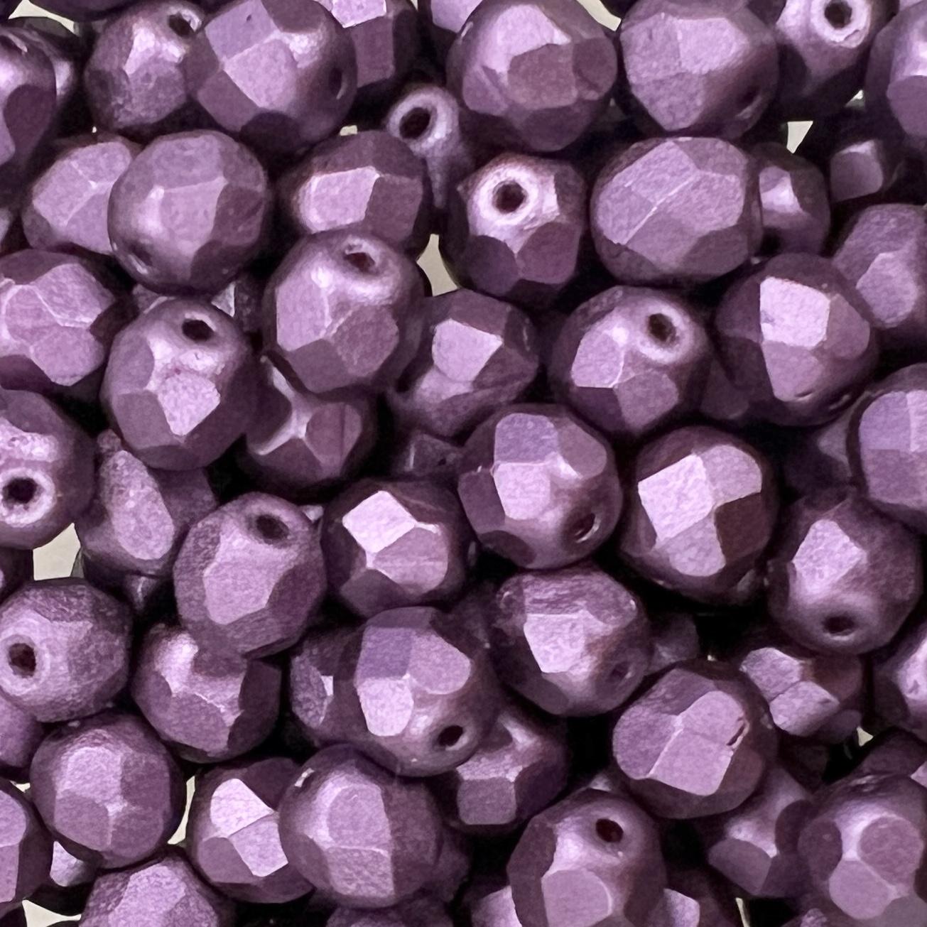 Purple Pearl 6MM Fire Polish Ball