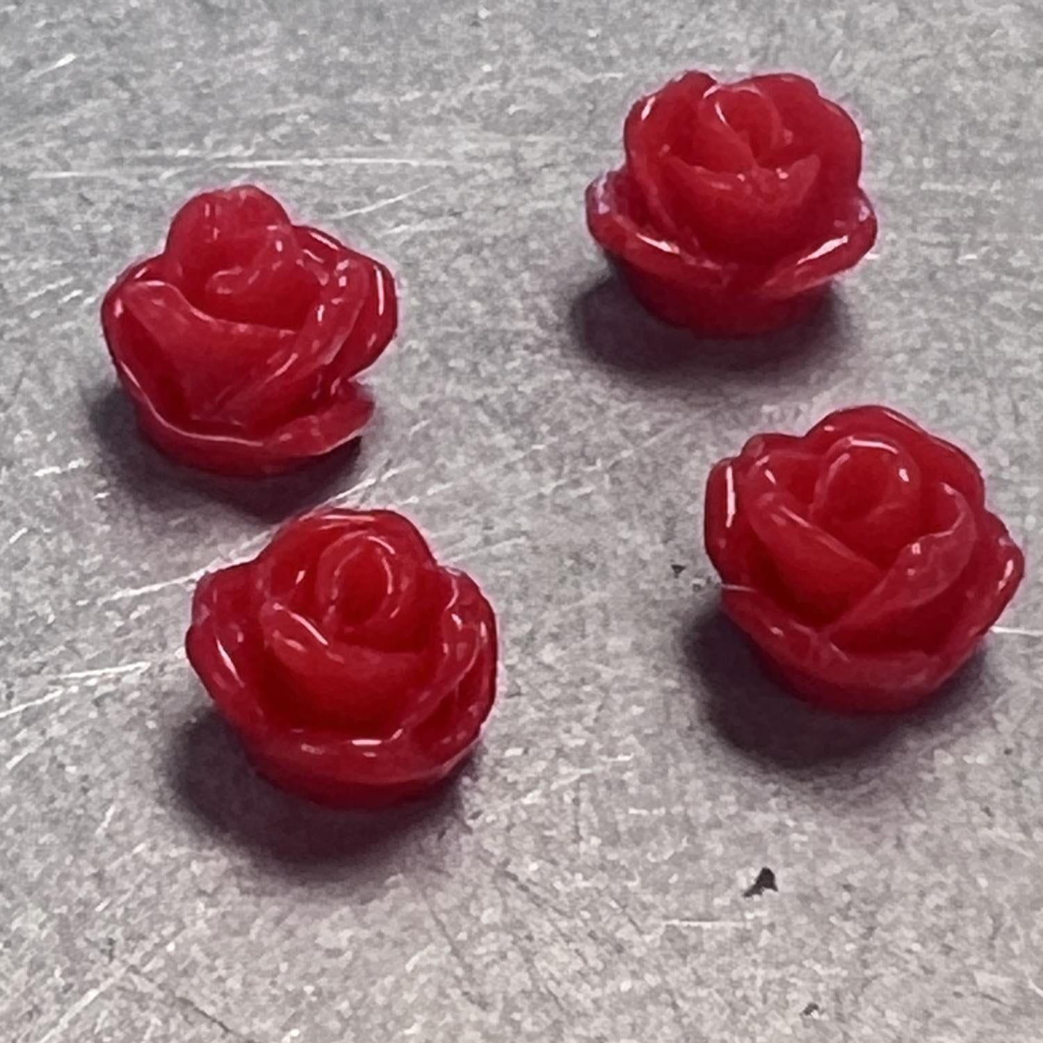 Red 7MM Resin Rose Cabochon