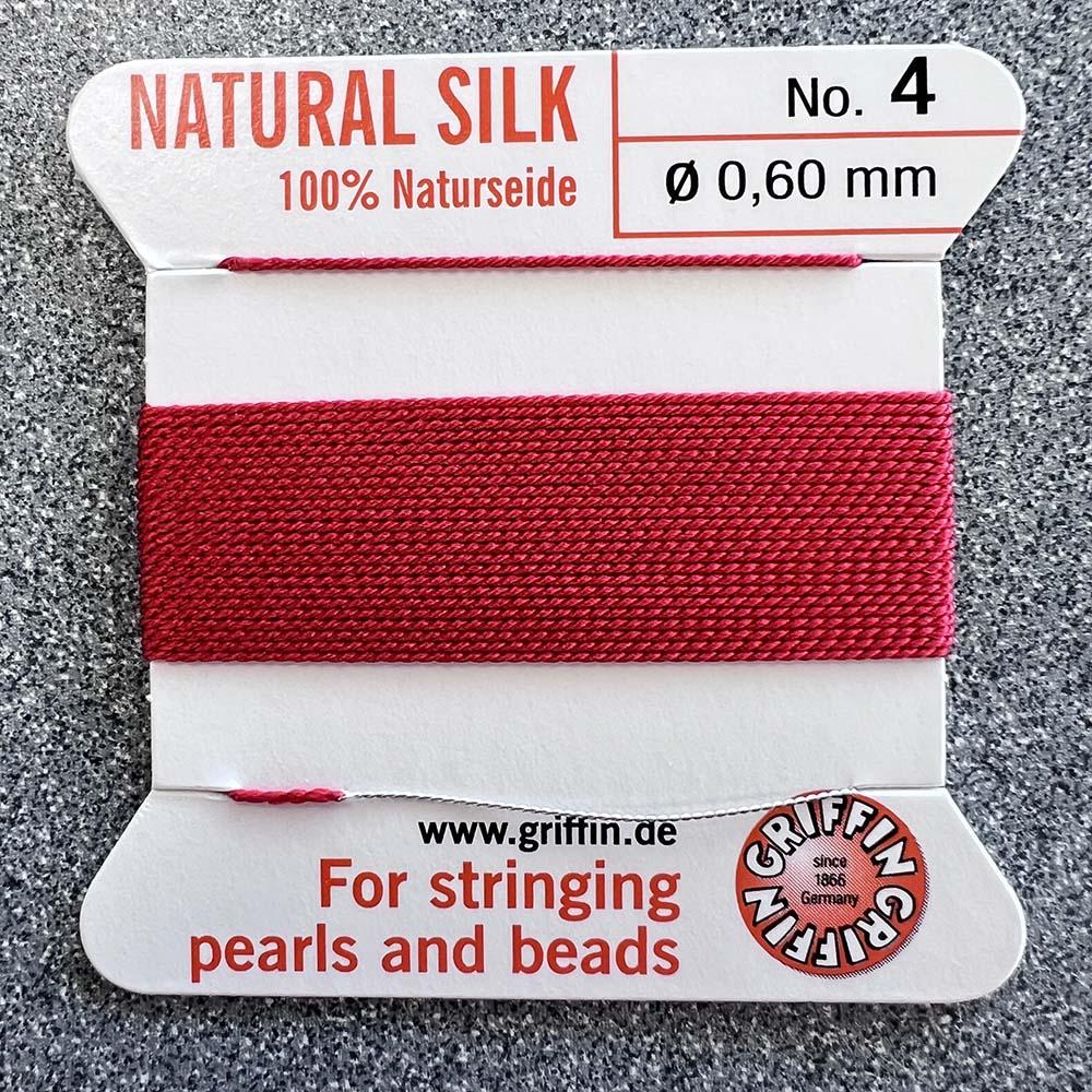 Red Size 4 (.6MM) Griffin Silk Bead Cord With Flex Needle