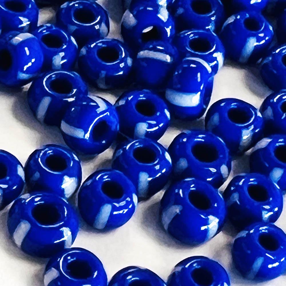 Royal With White Stipes 6/0 Seed Bead