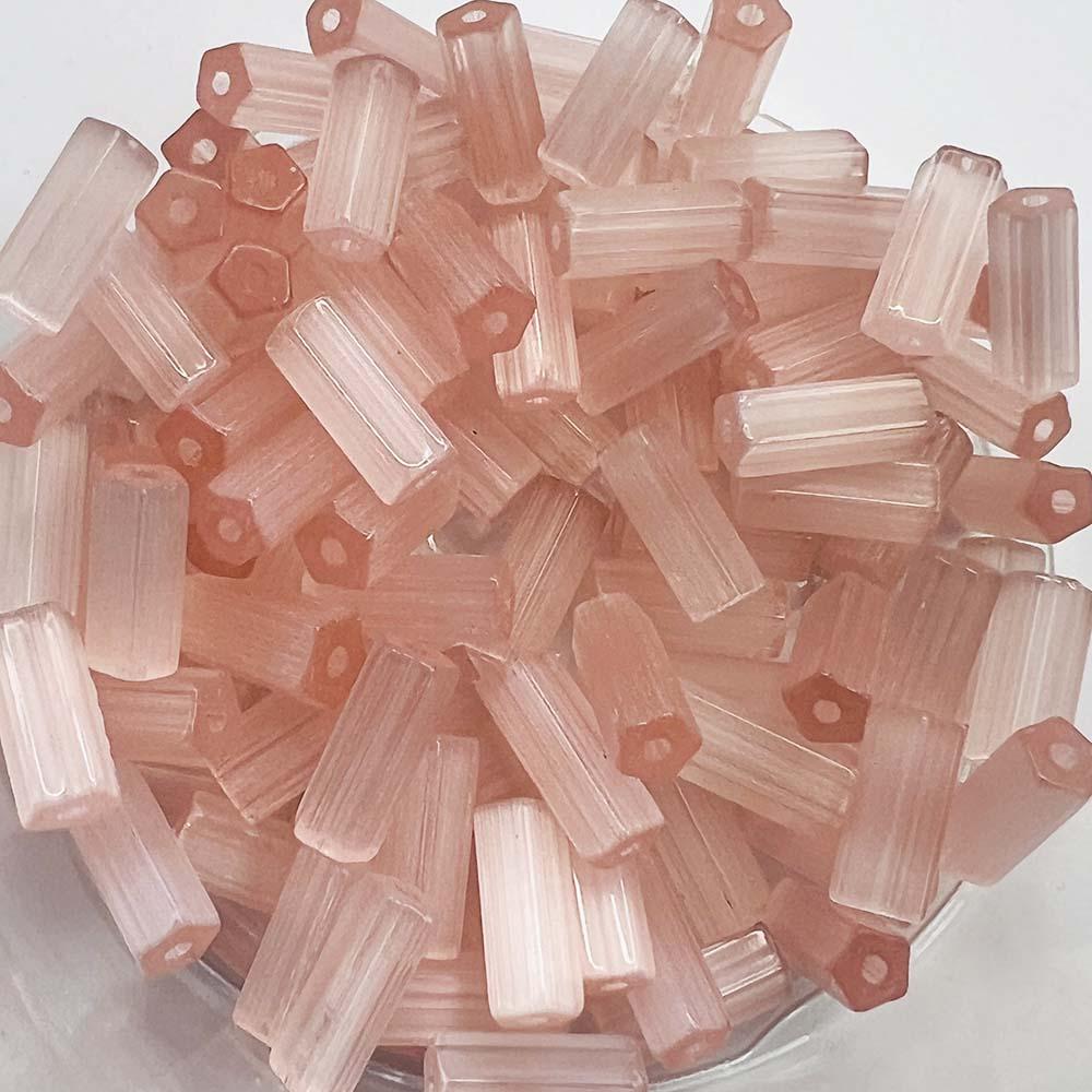 Satin Pink 10X4MM 5 Sided Atlas Cylinder Tube