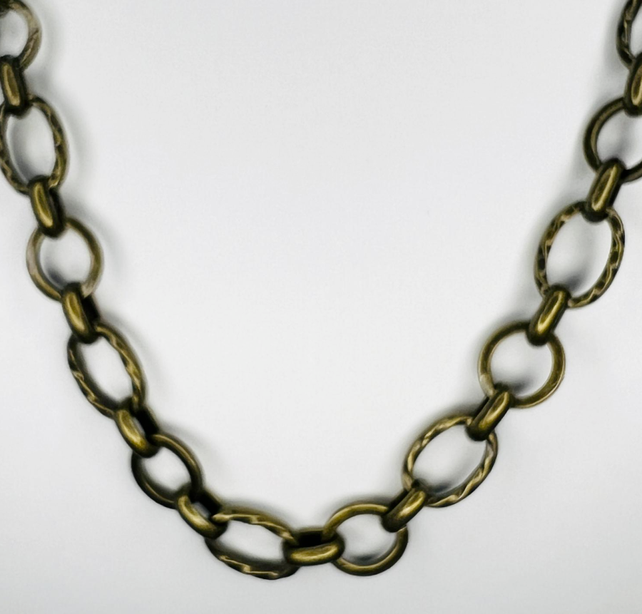 Antique Brass Plate 11x7.5MM Plain And Textured Long Short Cable Chain