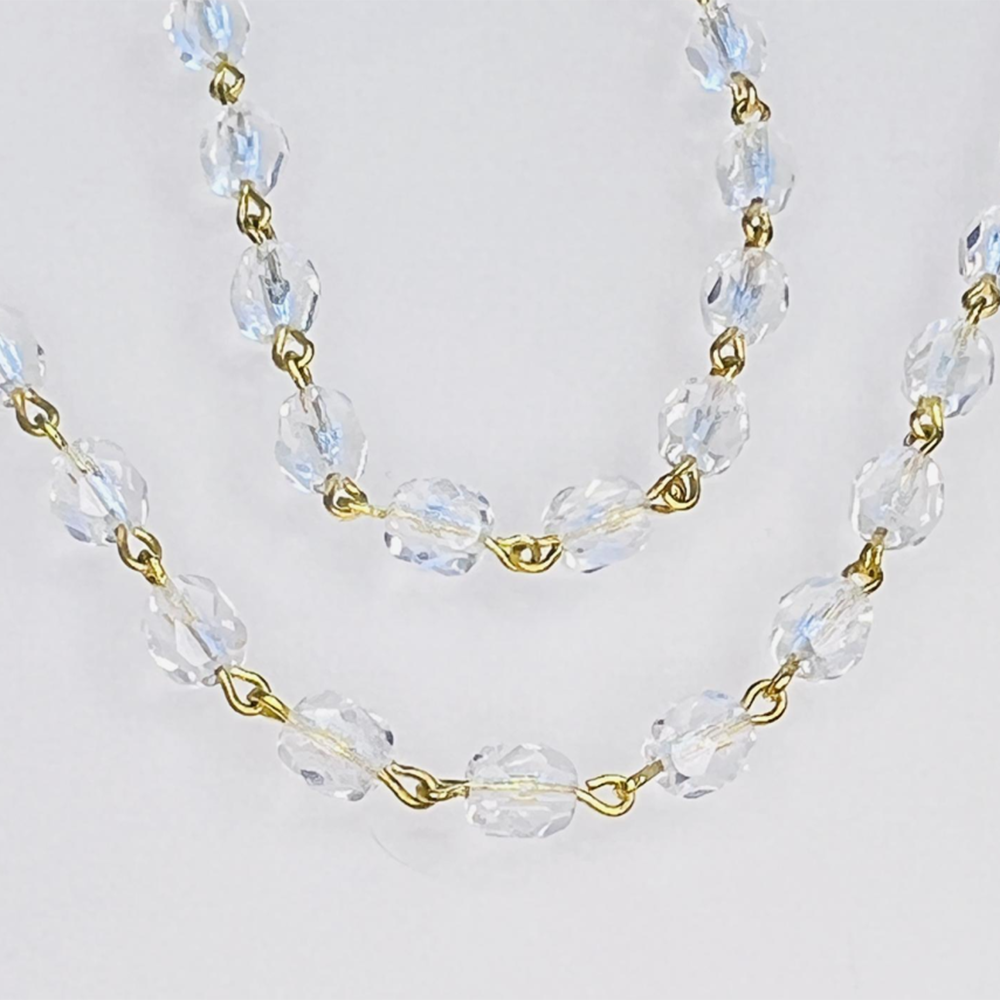 Crystal With Gold 6MM Fire Polish Bead Chain