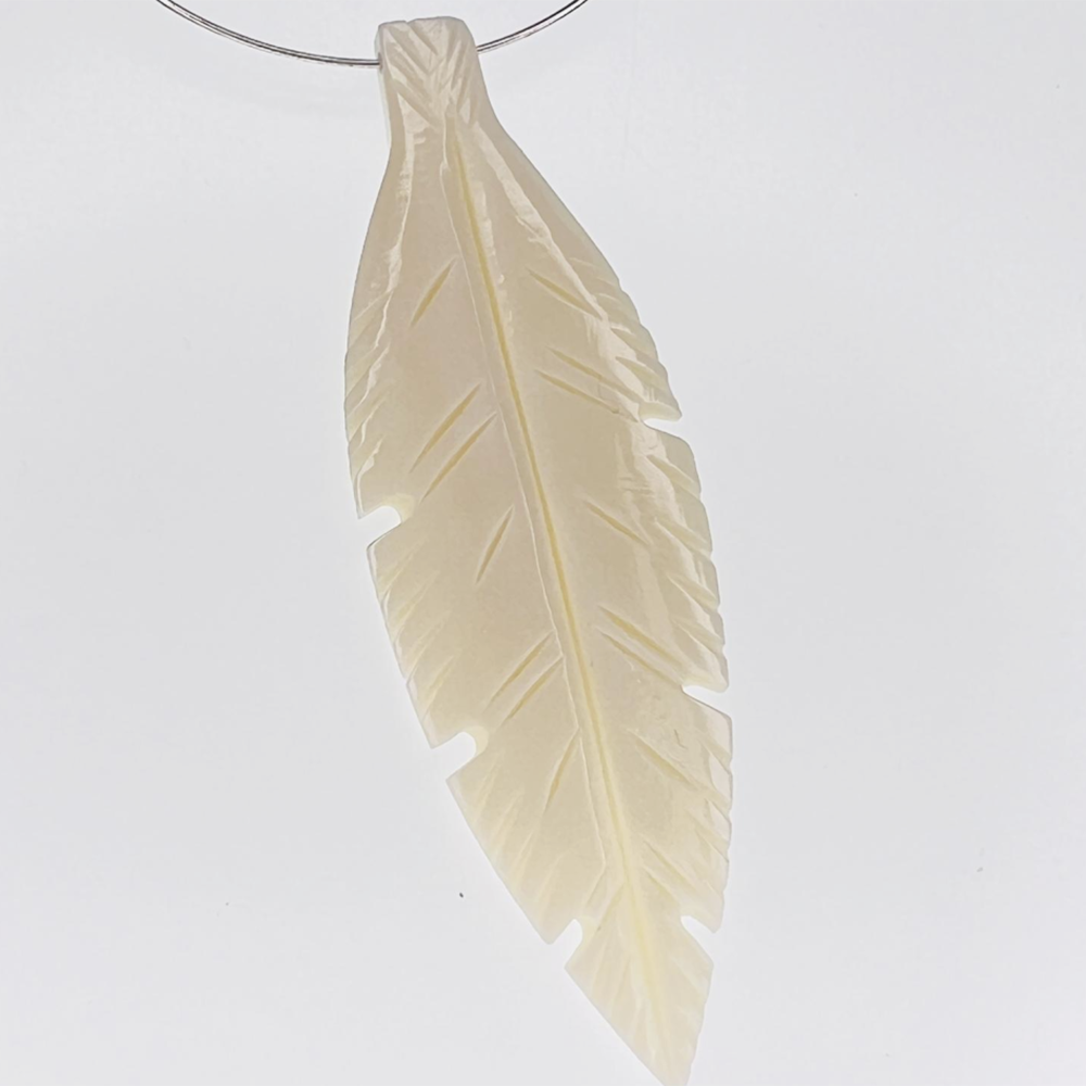 3.25 Inch White Bone Feather