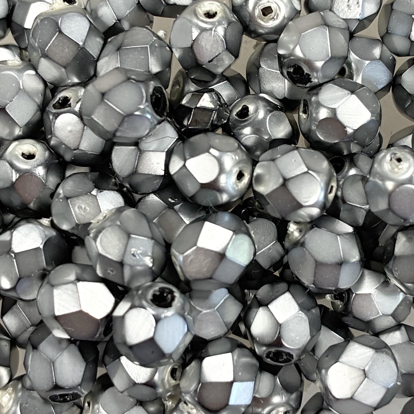 Silver Pearl 6MM Fire Polish Ball