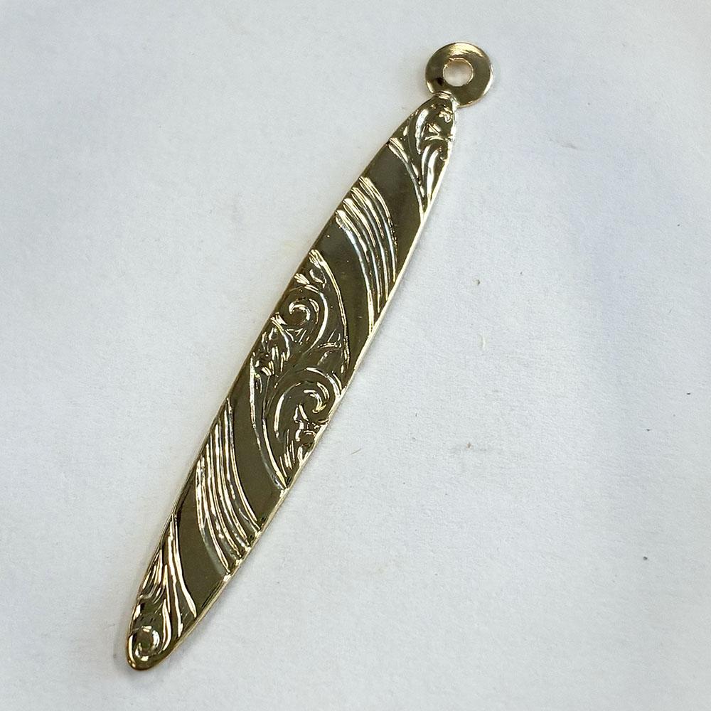 Silver Plate 31x5MM Swirl Texture Long Oval