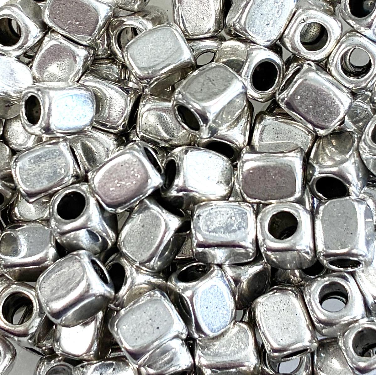 Silver Plate 6x5MM Cuboid With 2.5MM Hole