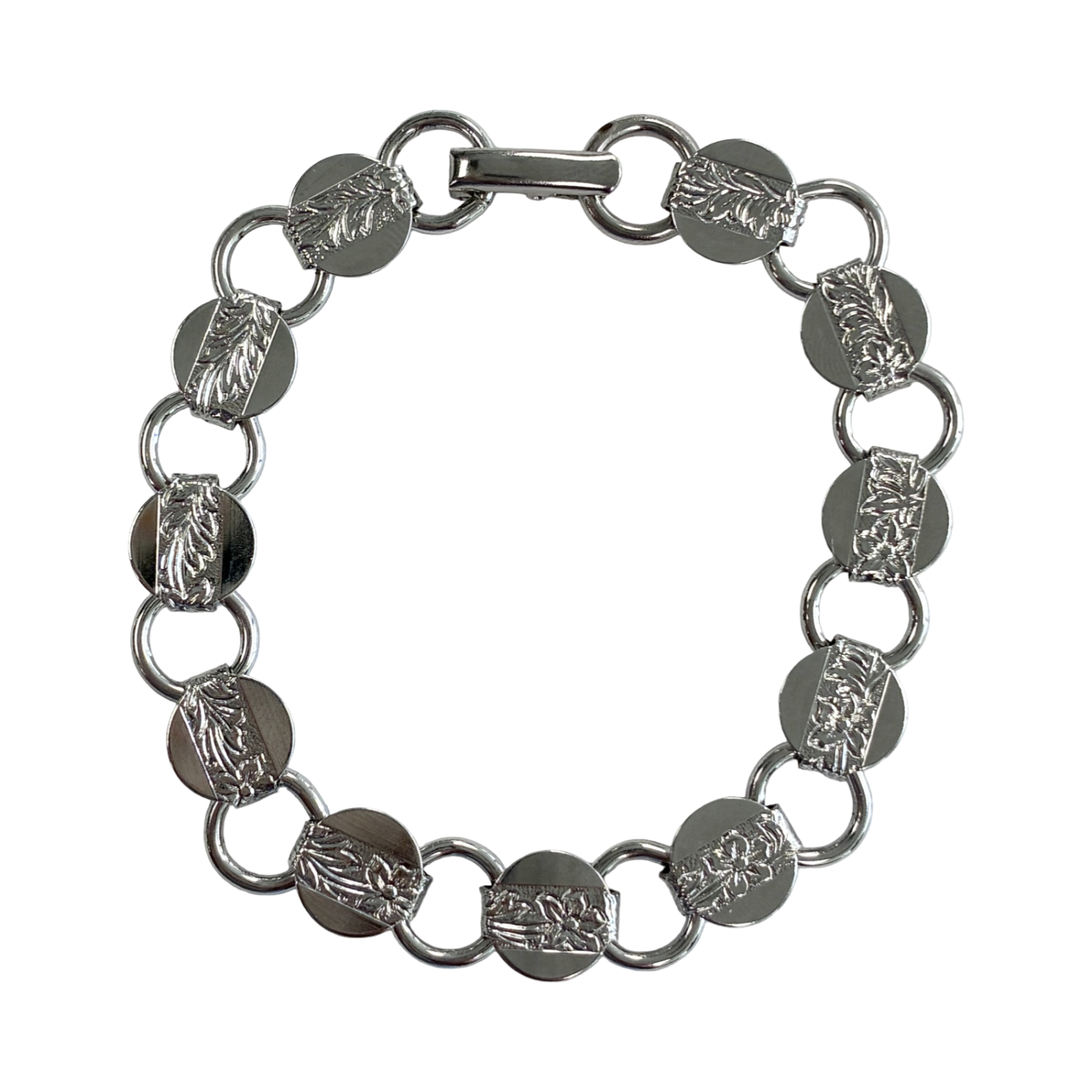 Silver Plate Round 7 Inch Bracelet with 9MM Round Gluing Pads