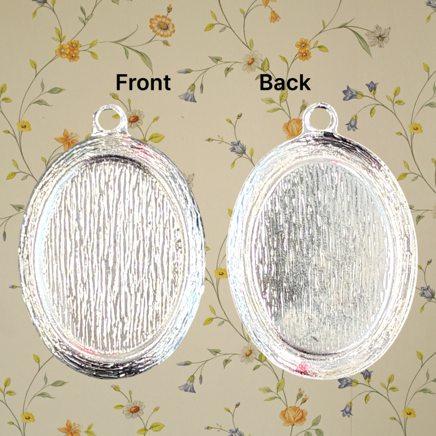 Silver Plate Textured 18X13MM Bezel Setting