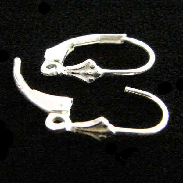 Sterling Silver 14x9MM Lever Back Earwire With Fancy Detail