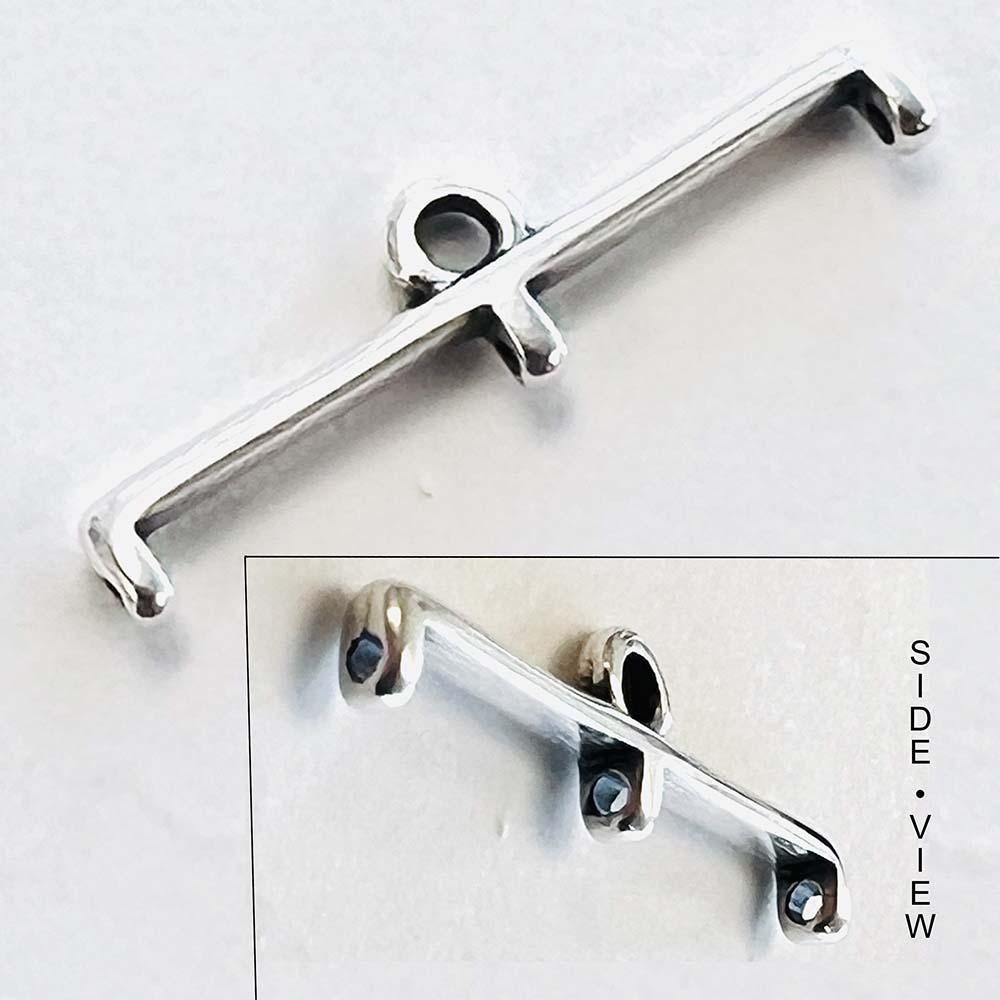 TOPOLIA III DELICA ENDING ANTIQUE SILVER PLATE 23mm X 6mm