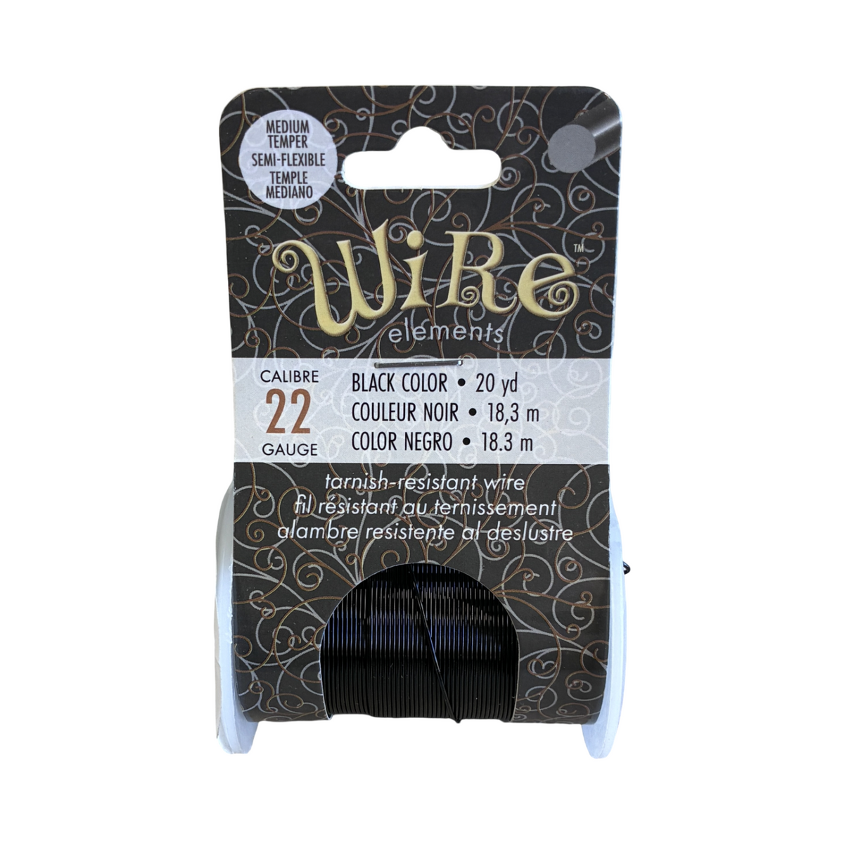 Wire Elements Black 22 Gauge Medium Temper Tarnish Resistant Wire 20 yards