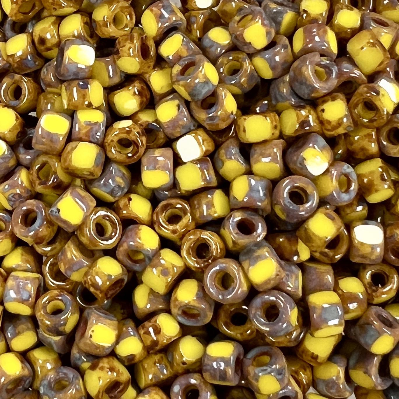 Yellow Picasso 6/0 Cut Matubo Seed Bead