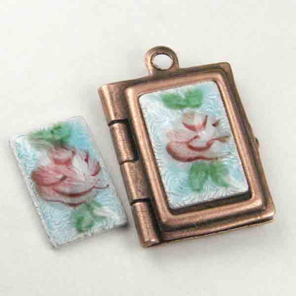 10MMX7MM Floral Enameled Rectangle Stone