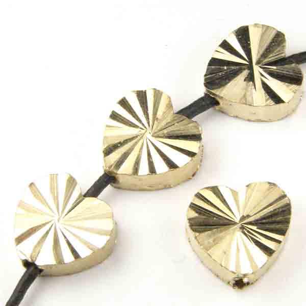 10MM Brass Heart Bead With Cut Rays